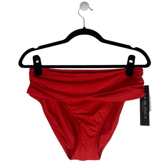 NEW La Blanca Island Goddess Mid Waist Sash Band Bikini Bottom 10 Cherry Red NWT - Picture 3 of 11